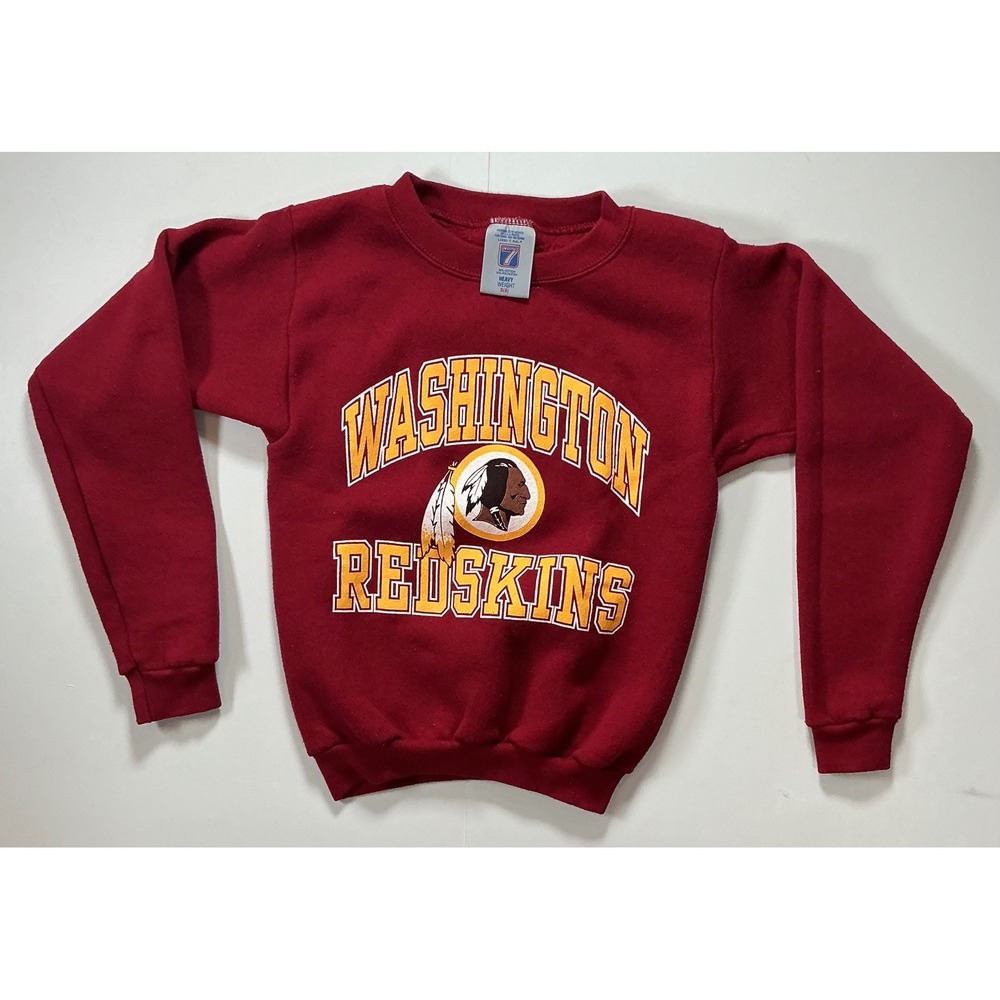 VTG 90s Logo 7 Washington Redskins Sweatshirt Kids Size S 8 Burgundy NFL Sporty
